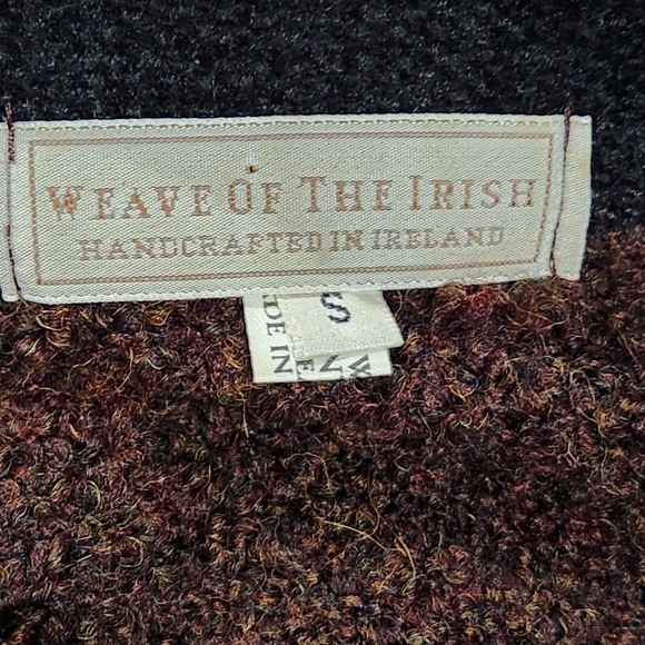 Weave Of The Irish Women's 90% Wool Sweater Collar Jacket Cardigan Brown Size S - Picture 7 of 8
